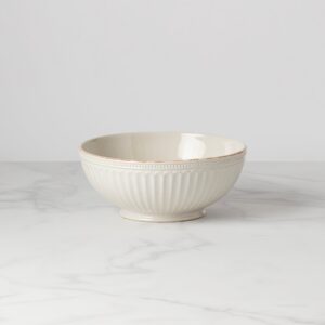 Grooved White Medium Serving Bowl