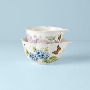 Floral Porcelain Nesting Bowl Set, 2-Piece
