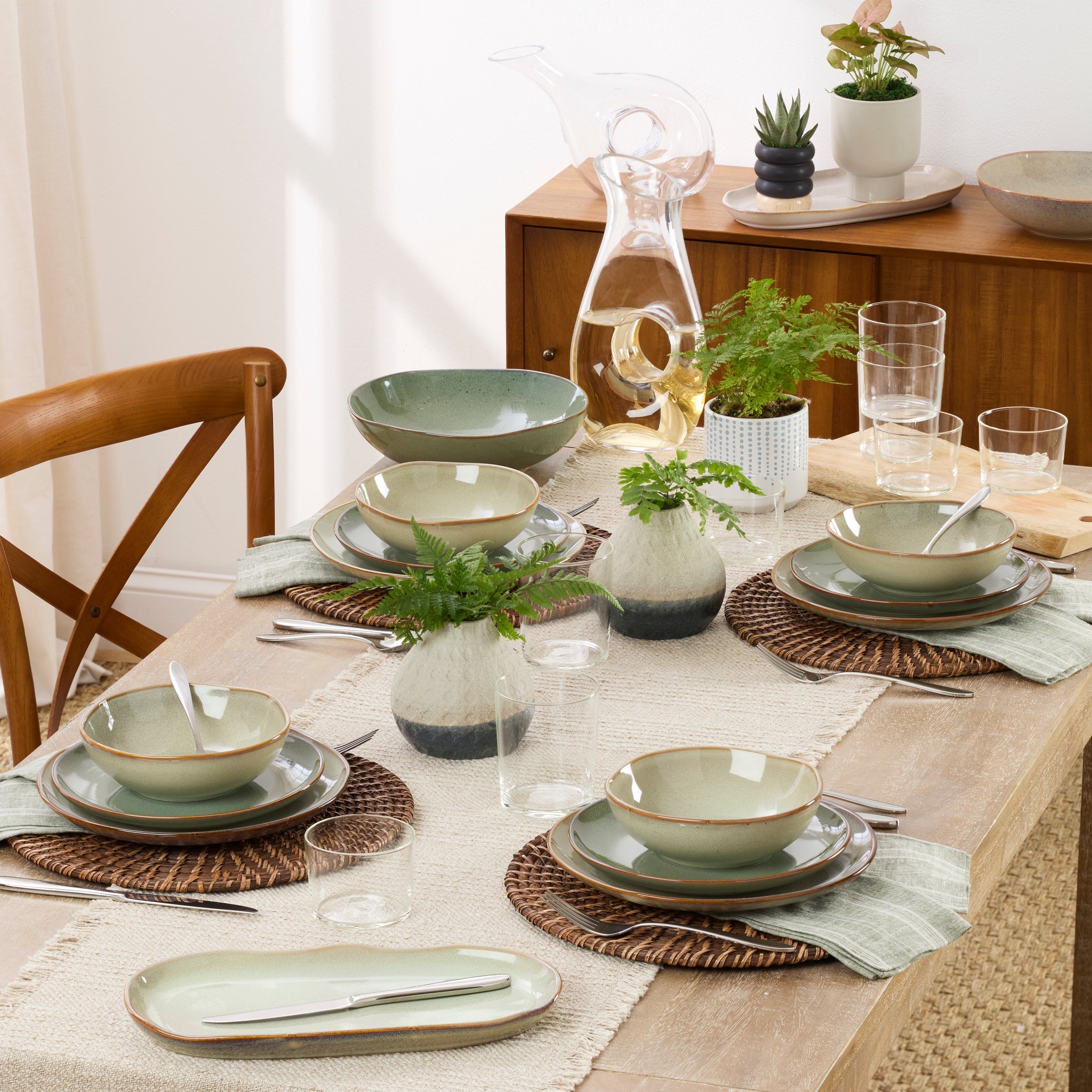 Green Stoneware Serving Set, 2-Piece - Image 3