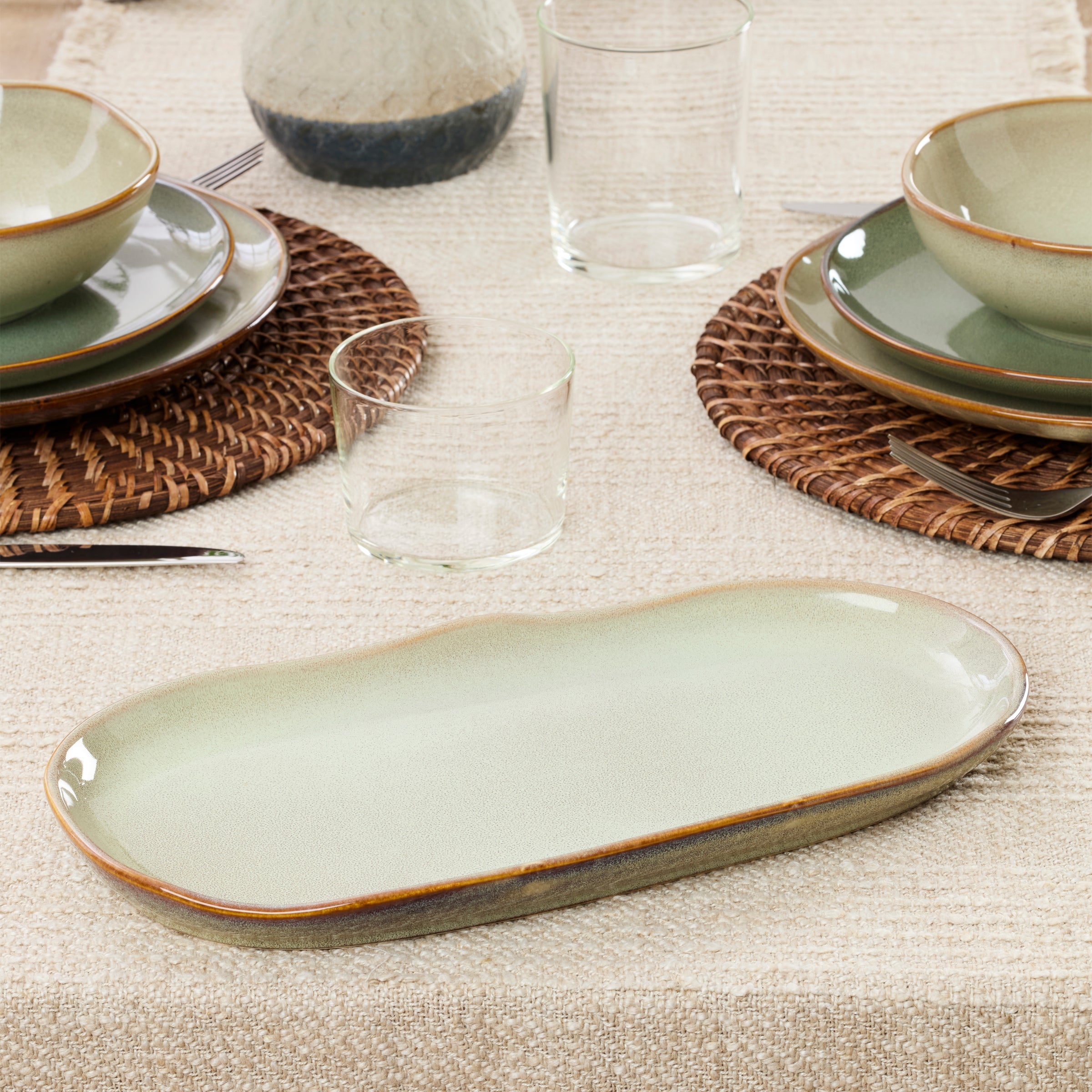 Green Stoneware Serving Set, 2-Piece - Image 5
