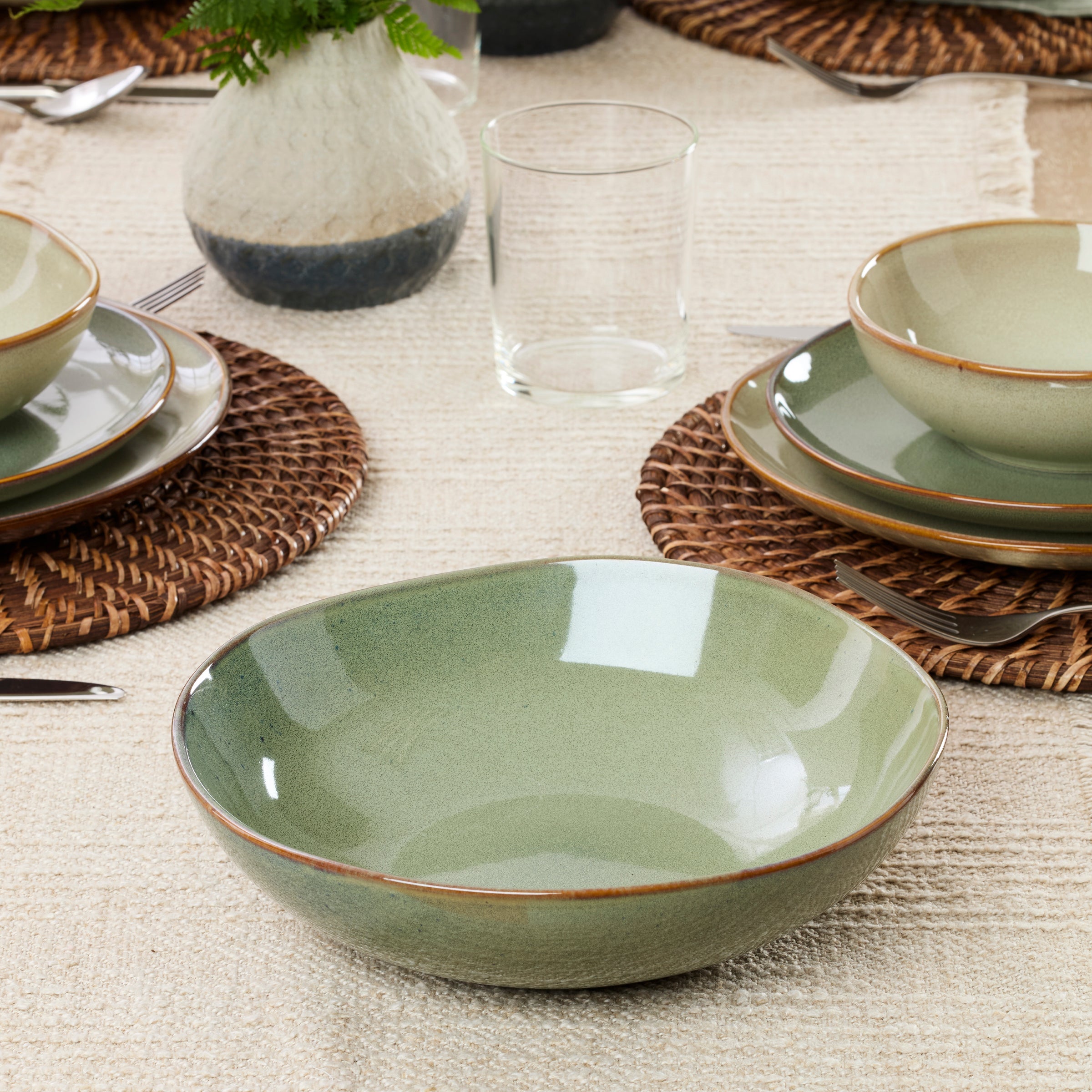 Green Stoneware Serving Set, 2-Piece - Image 4