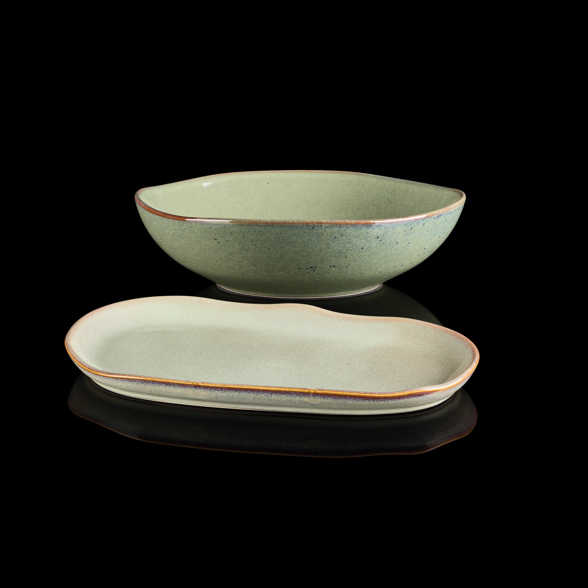 Green Stoneware Serving Set, 2-Piece - Image 7