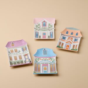 Vintage Cottage House Accent Decorative Plates, Set of 4