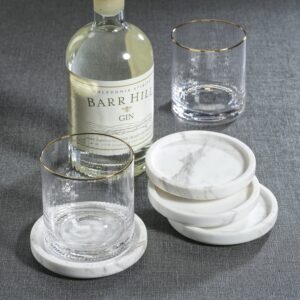 White Marble Stone Coasters - Set of 4