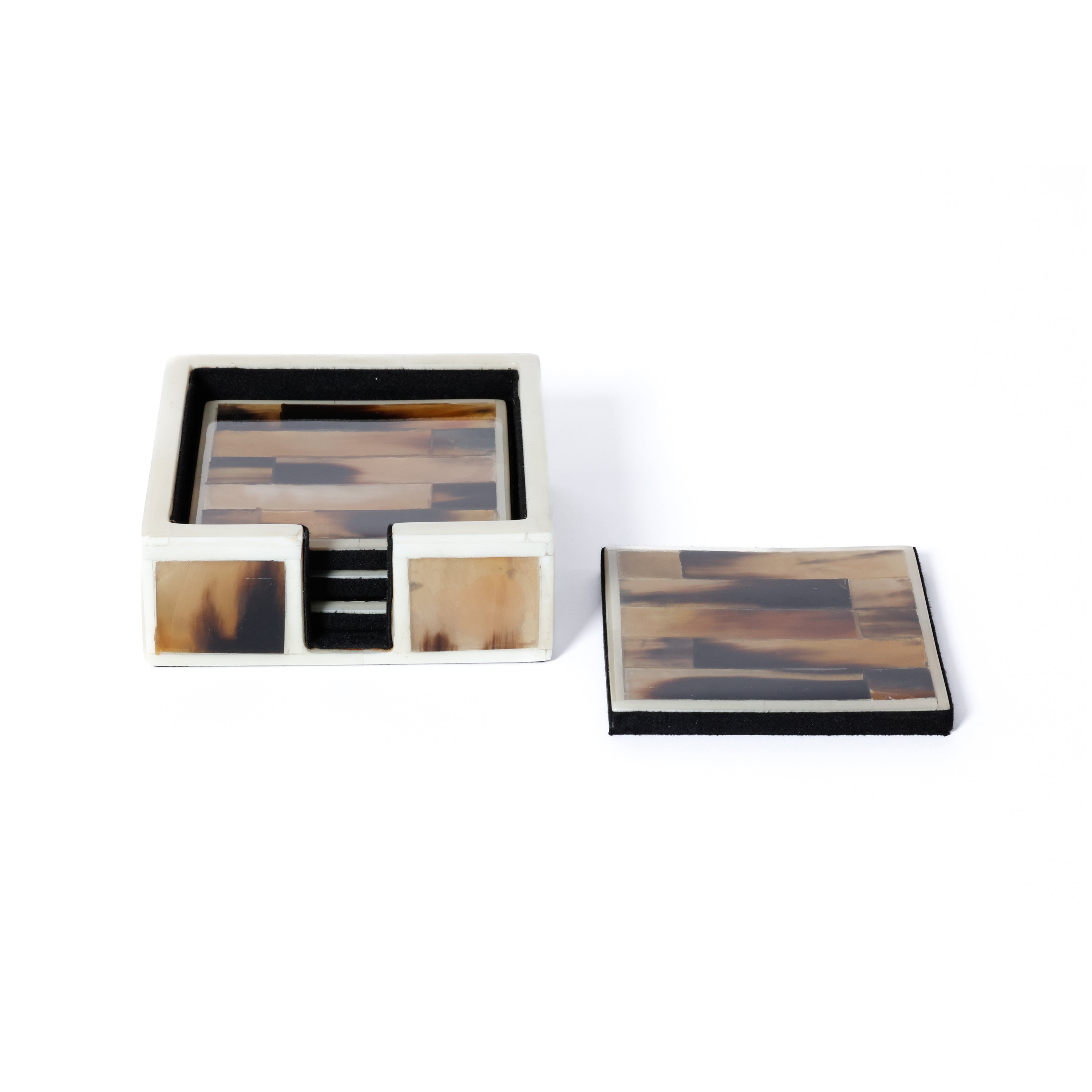 Horn and Bone Inlay Coasters - Set of 4 - Image 2